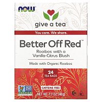 Now Foods, Real Tea, Better Off Red, без кофеина, 24 чайных пакетика, 48 г (1,7 унции)