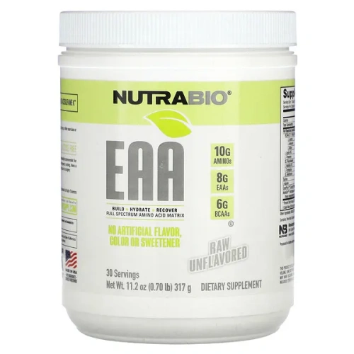 NutraBio, EAA, Raw Unflavored, 0.70 lb (317 g)