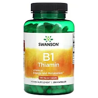 Swanson, B1, Thiamin, 100 mg, 250 Capsules