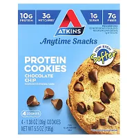 Atkins, Anytime Snacks, Protein Cookies, Chocolate Chip, 4 Cookies, 1.38 oz (39 g) Each