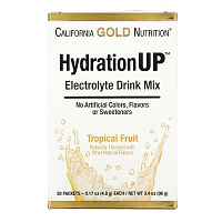 California Gold Nutrition, HydrationUP, смесь для приготовления электролитического напитка, тропические фрукты, 20 пакетиков, 4,8 г (0,17 унции) в каждом