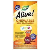 Nature&#x27;s Way, Alive! Kids, Chewable Multivitamin, Orange &amp; Berry Fruit, 120 Chewable Tablets