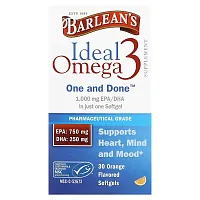 Barlean&#x27;s, Ideal Omega 3, Orange, 30 Softgels