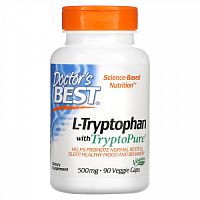 Doctor's Best, L-триптофан с TryptoPure, 500 мг, 90 растительных капсул