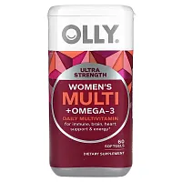 OLLY, Women&#x27;s Multi + Omega-3, Daily Multivitamin, Ultra Strength, 60 Softgels