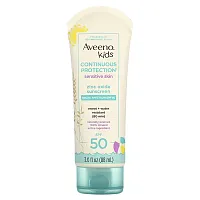 Aveeno, Kids, Continuous Protection Zinc Oxide Sunscreen, Sensitive Skin, SPF 50, 3 fl oz (88 ml)