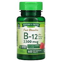 Nature's Truth, Vitamin B-12 plus Folic Acid, Natural Berry, 2,500 mcg, 60 Fast Dissolve Tablets