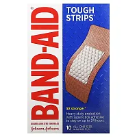 Band Aid, Adhesive Bandages, Tough Strips, 10 Bandages