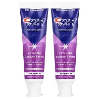 Crest, 3D White Advanced, Fluoride Anticavity Toothpaste, Radiant Mint, 2 Pack, 3.3 oz (93 g) Each