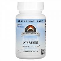 Source Naturals, L-теанин, 200 мг, 60 таблеток