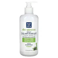 Kiss My Face, De-Stress, 2-in-1 Body Wash &amp; Bath Soak, Lemongrass + Juniper Berry, 16 fl oz (473 ml)