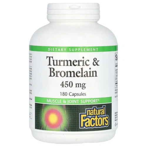 Natural Factors, Turmeric &amp; Bromelain, 450 mg, 180 Capsules