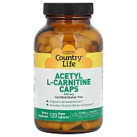 Country Life, Acetyl L-Carnitine Caps, 500 mg, 120 Vegan Capsules