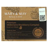 Mary &amp; May, Premium Idebenone Blackberry Complex, Essence Beauty Mask, 20 Sheets, 0.44 oz (12.5 g)