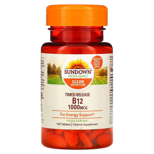 Sundown Naturals, Витамин B12, 1000 мкг, 120 таблеток