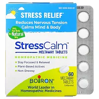 Boiron, Stress Calm Meltaway, таблетки для снятия стресса, без добавок, 60 таблеток Meltaway