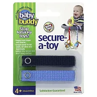 Baby Buddy, Secure-A-Toy, 4+ Months, Deep Blue &amp; Sky Blue, 2 Straps