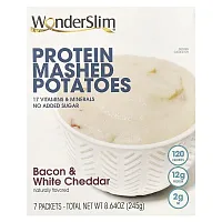 WonderSlim, Protein Mashed Potatoes, Bacon &amp; White Cheddar, 7 Packets, 34 g Each