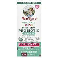 MaryRuth&#x27;s, Organic Kids Precision Probiotic, Liquid Drops, 4-13 Years, Raspberry, 2 Billion CFU , 0.5 fl oz (15 ml)