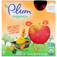 Plum Organics, Мэшапы из органического яблочного пюре с морковью и манго, 4 пакетика, 90 г (3,17 унции)