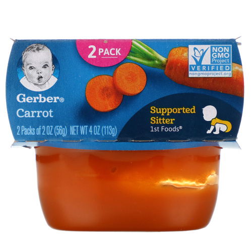 Gerber, морковь, 2 баночки по 56 г (2 унции)