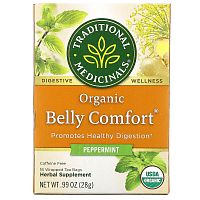 Traditional Medicinals, Organic Belly Comfort, перечная мята, без кофеина, 16 чайных пакетиков, 28 г (0,99 унции)