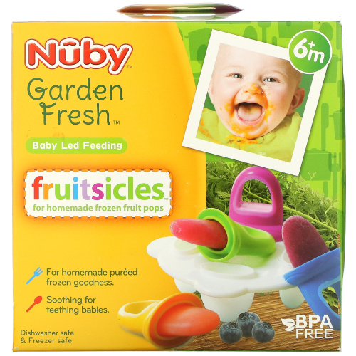 Nuby, Garden Fresh Fruitsicles, от 6 месяцев, 4 пакетика фото 2