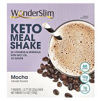 WonderSlim, Keto Meal Shake, Mocha, 7 Packets, 0.77 oz (22 g) Each