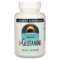 Source Naturals, L-глутамин, 500 мг, 100 таблеток