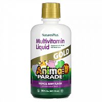 Nature's Plus, Source of Life, Animal Parade, Gold Liquid, мультивитамины для детей в жидкой форме, вкус тропических ягод, 887,10 мл (30 жидк. унций)