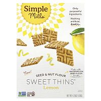 Simple Mills, Seed &amp; Nut Flour Sweet Thins, Lemon, 4.25 oz (120 g)