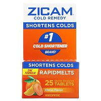 Zicam, Cold Remedy, RapidMelts, цитрус, 25 быстрорастворимых таблеток