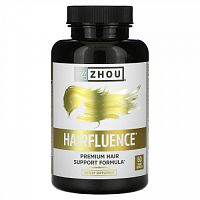 Zhou Nutrition, Hairfluence, премиум-формула роста волос, 60 вегетарианских капсул