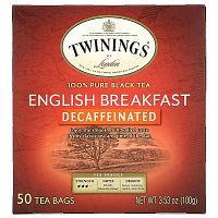 Twinings, English Breakfast, Decaffeinated, 50 Tea Bags, 3.53 oz (100 g)