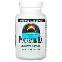 Source Naturals, Pancreatin 8X, 500 mg, 100 Capsules