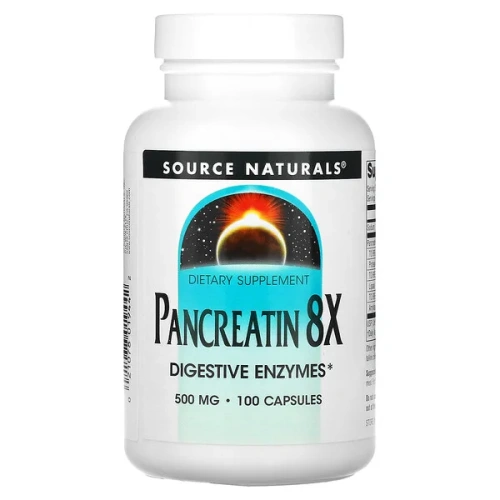 Source Naturals, Pancreatin 8X, 500 mg, 100 Capsules