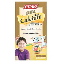 Catalo Naturals, DHA Liquid Calcium with Omega-3, Magnesium, Zinc &amp; D3, Peach &amp; Mango , 8 fl oz (240 ml)