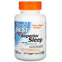 Doctor's Best, Superior Sleep с Sensoril AlphaWave, 60 растительных капсул