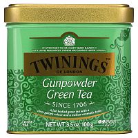 Twinings, Рассыпной зеленый чай Gunpowder, светлый, 100 г (3,53 унции)