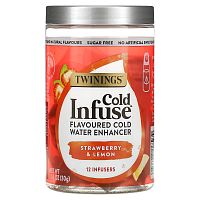 Twinings, Cold Infuse, ароматизатор для холодной воды, клубника и лимон, 12 шт., 30 г (1,06 унции)