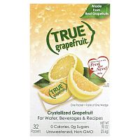 True Citrus, True Grapefruit, кристаллизованный грейпфрут, несладкий, 32 пакетика, 25,6 г (0,90 унции)