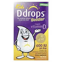 Ddrops, Kids, Booster, Liquid Vitamin D3, 600 IU, 0.09 fl oz (2.8 ml)