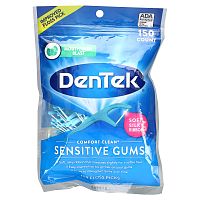 DenTek, Comfort Clean Floss, зубная нить для чувствительных десен, жидкость для полоскания рта, 150 зубной нити