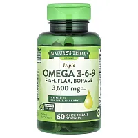 Nature&#x27;s Truth, Triple Omega 3-6-9, Fish, Flax, Borage, 60 Quick Release Softgels