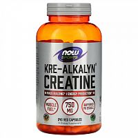 NOW Foods, Kre-Alkalyn Creatine для активного образа жизни, 750 мг, 240 вегетарианских капсул