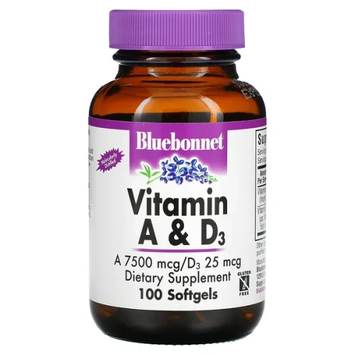 Bluebonnet Nutrition, Vitamin A &amp; D3, 100 Softgels