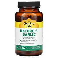 Country Life, Nature&#x27;s Garlic, 5 mg, 180 Softgels (500 mg per Softgel)