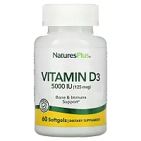 NaturesPlus, Vitamin D3, 125 mcg (5,000 IU), 60 Softgels