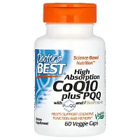 Doctor&#x27;s Best, High Absorption CoQ10 Plus PQQ , 60 Veggie Caps