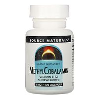 Source Naturals, витамин B12 в виде метилкобаламина, со вкусом вишни, 1 мг, 120 леденцов